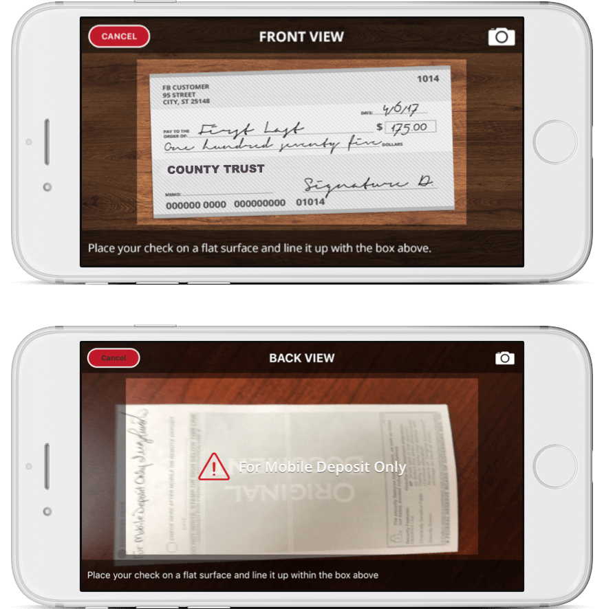 phone with lite Valley Credit Union mobile check deposit app
